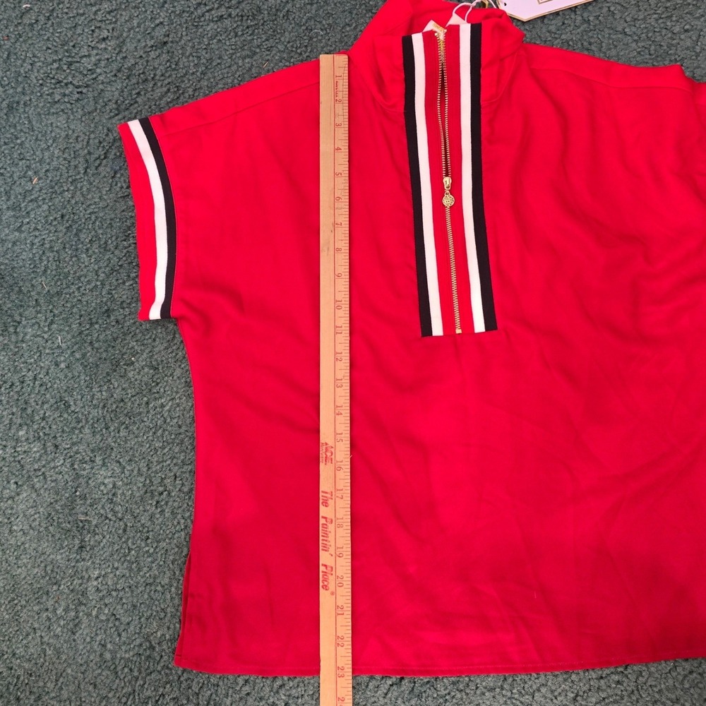 Emily McCarthy XS Womens Poppy Pullover Red Varsity Ombre Quarter Zip Top NWT - Picture 7 of 8